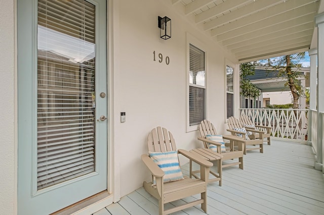 deck featuring a porch