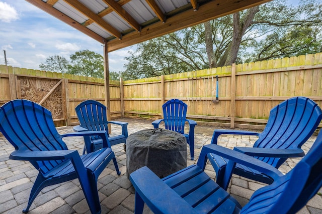 view of patio featuring a fenced backyard