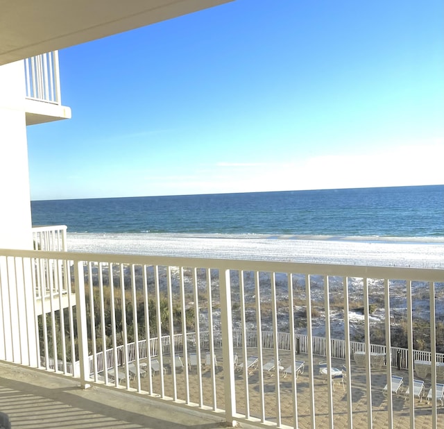 view of water feature with a view of the beach