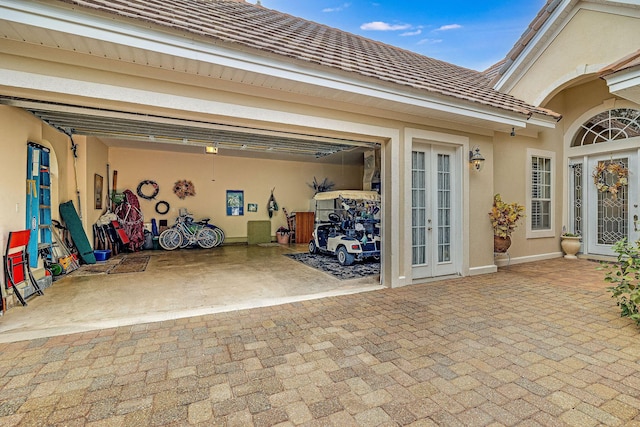 garage with french doors