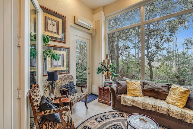 sunroom / solarium with a wall mounted air conditioner