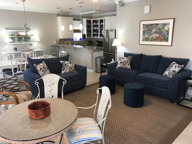 view of tiled living room