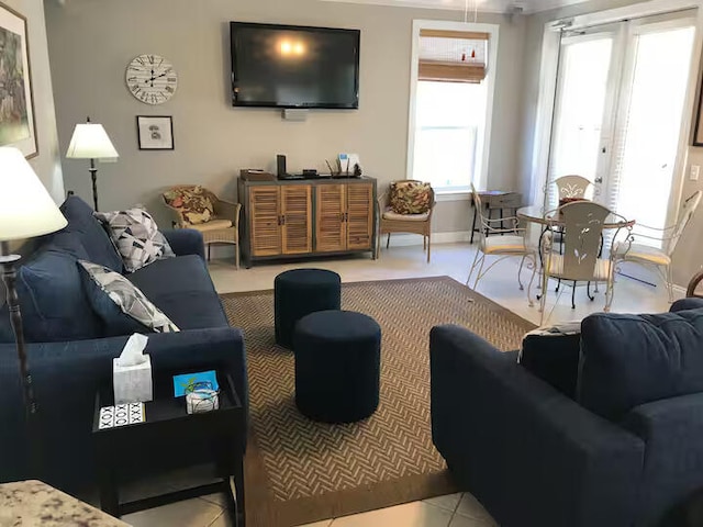 view of tiled living room