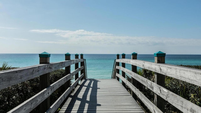 view of dock featuring a water view