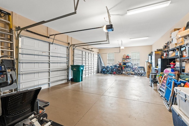 garage with a garage door opener