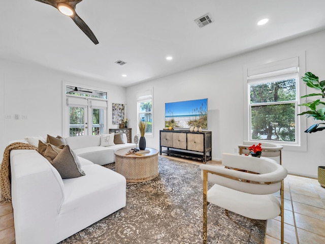 living room with french doors