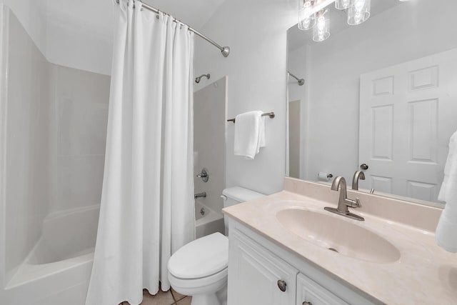 full bathroom featuring vanity, toilet, and shower / tub combo