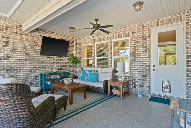 view of patio / terrace with an outdoor hangout area and ceiling fan