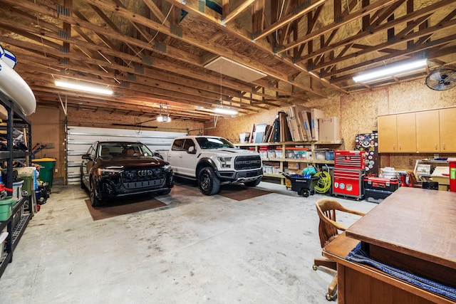 garage with a garage door opener