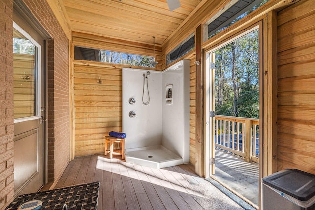 interior space featuring wood ceiling