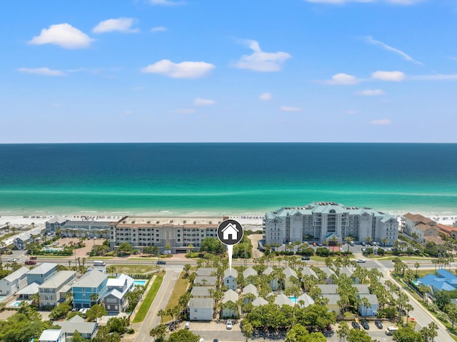 drone / aerial view with a water view and a city view