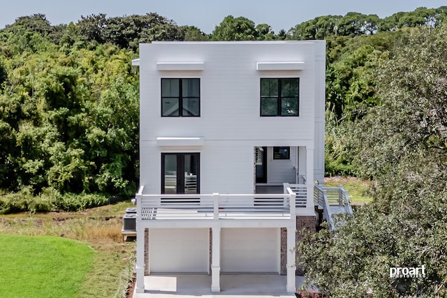 contemporary house featuring a garage