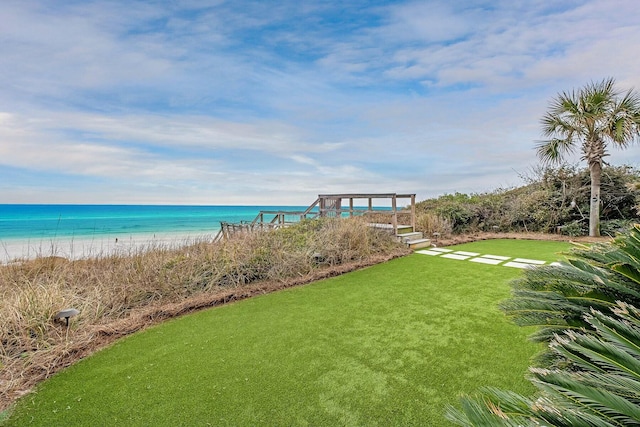 property view of water with a beach view