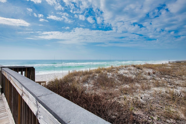 property view of water featuring a view of the beach