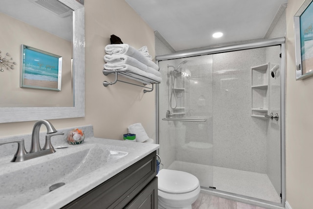 909 Santa Rosa Blvd Unit 611, Fort Walton Beach, FL 32548 - full bath with a stall shower, visible vents, vanity, and toilet