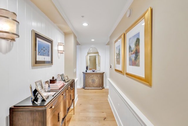 hall with light hardwood / wood-style flooring