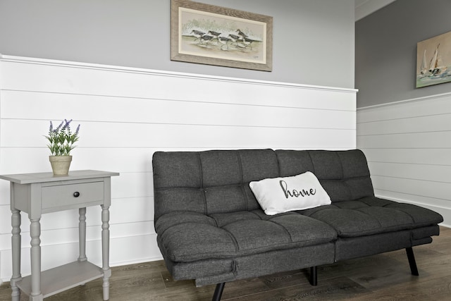 living room with dark wood-type flooring