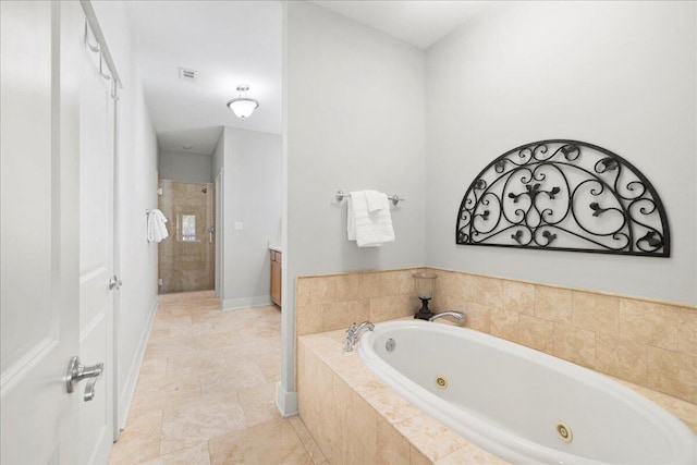 54 Rue Du Soleil, Santa Rosa Beach, FL 32459 - bathroom with a shower stall, a tub with jets, and vanity