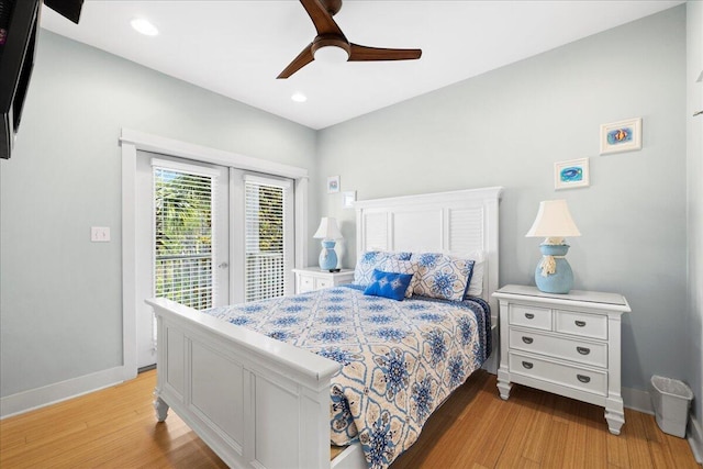54 Rue Du Soleil, Santa Rosa Beach, FL 32459 - bedroom with access to outside, light wood-style flooring, ceiling fan, and recessed lighting