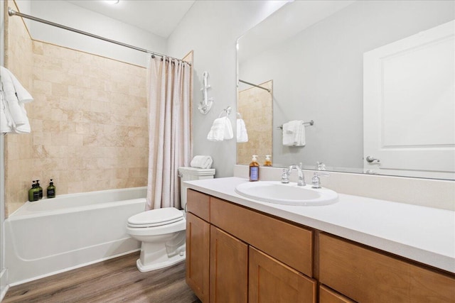 54 Rue Du Soleil, Santa Rosa Beach, FL 32459 - full bathroom featuring shower / bath combination with curtain, vanity, and wood finished floors