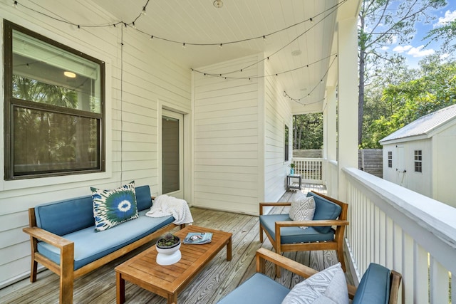 deck with an outdoor hangout area