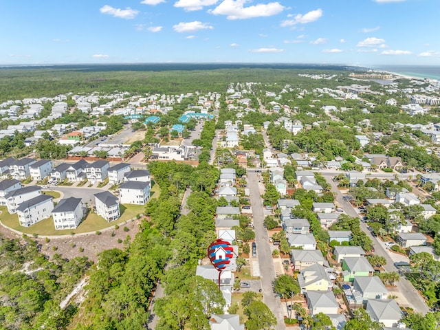 aerial view with a residential view and a water view