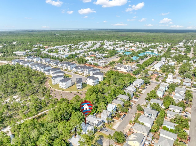 drone / aerial view with a residential view