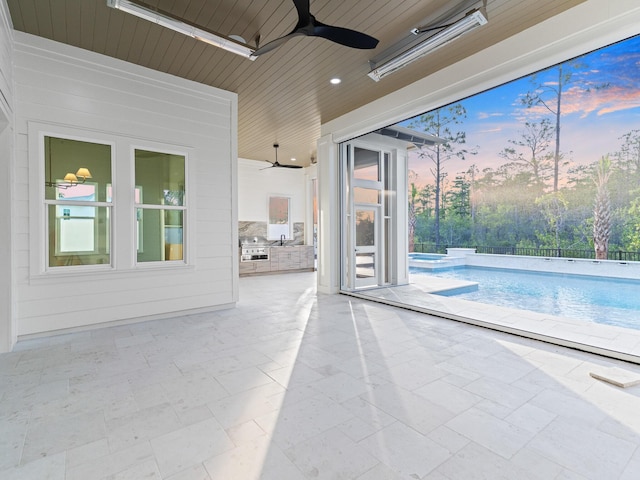 147 Quail Hollow Ct, Watersound, FL 32461 - view of patio / terrace featuring a ceiling fan and a pool with connected hot tub