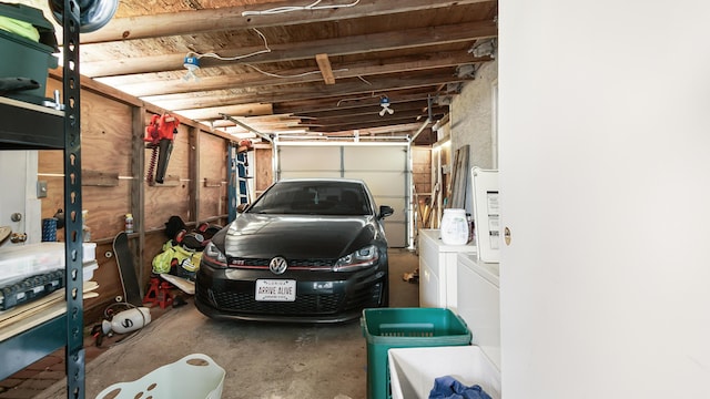 garage with independent washer and dryer