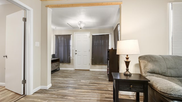 living area featuring light hardwood / wood-style floors