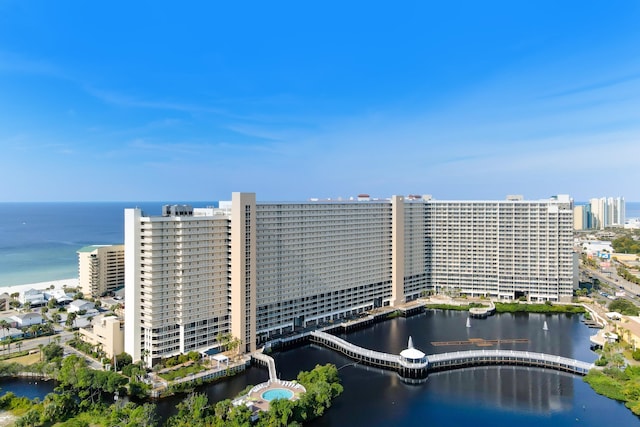 9860 S Thomas Dr Unit 921, Panama City Beach, FL 32408 - view of building exterior featuring a water view and a view of city