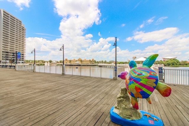 9860 S Thomas Dr Unit 921, Panama City Beach, FL 32408 - wooden terrace featuring a water view