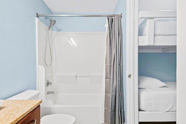 9860 S Thomas Dr Unit 921, Panama City Beach, FL 32408 - full bathroom with vanity, shower / bath combination with curtain, and toilet