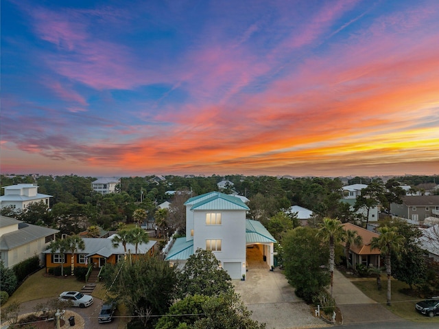 drone / aerial view with a residential view