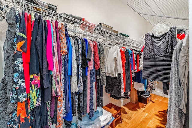 spacious closet featuring wood finished floors