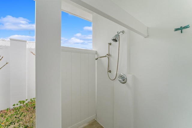 interior space with walk in shower