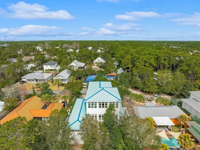 aerial view with a residential view and a forest view