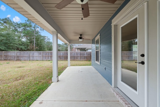 view of patio with ceiling fan