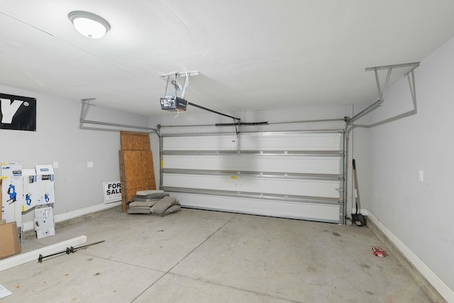 garage with a garage door opener