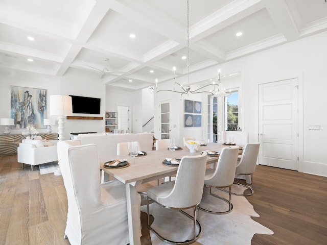 59 Arboleda Dr, Santa Rosa Beach, FL 32459 - dining room with wood finished floors, beam ceiling, and recessed lighting