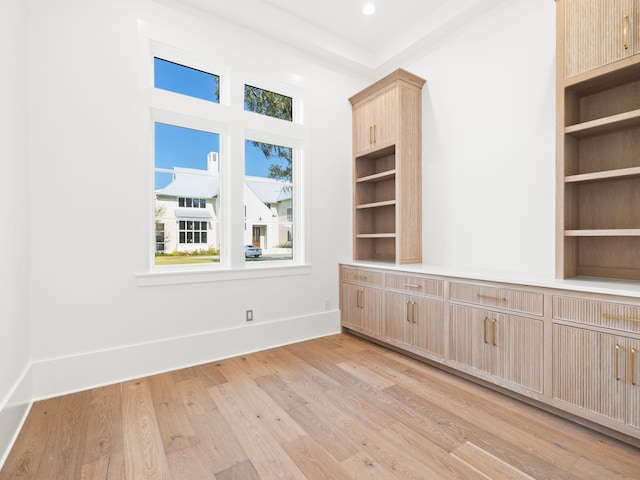 59 Arboleda Dr, Santa Rosa Beach, FL 32459 - unfurnished room featuring baseboards, light wood finished floors, recessed lighting, and built in features