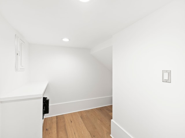 59 Arboleda Dr, Santa Rosa Beach, FL 32459 - corridor with light wood finished floors, electric panel, and recessed lighting