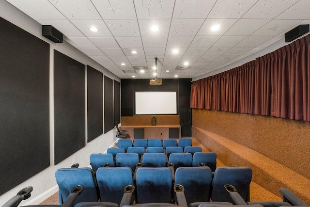 home theater featuring a paneled ceiling