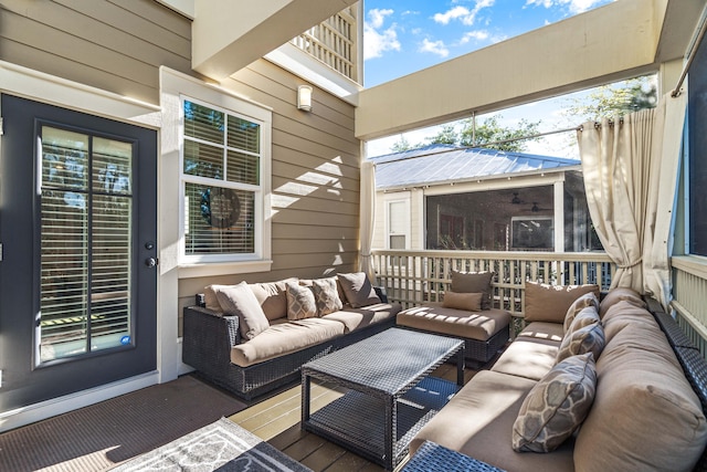 view of patio featuring a deck and an outdoor living space