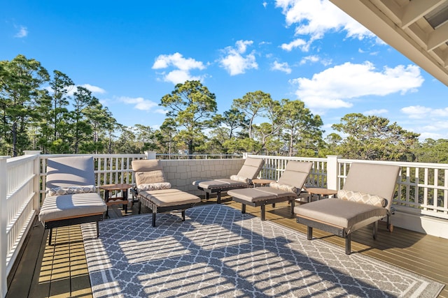 deck with an outdoor living space