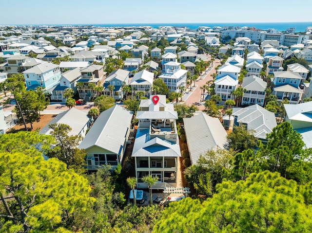 birds eye view of property with a residential view