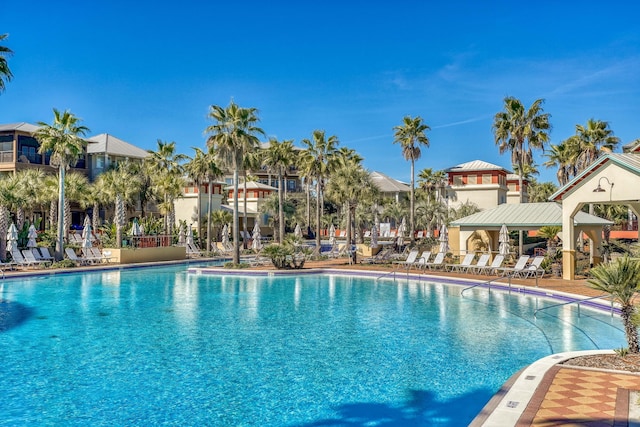 pool featuring a gazebo