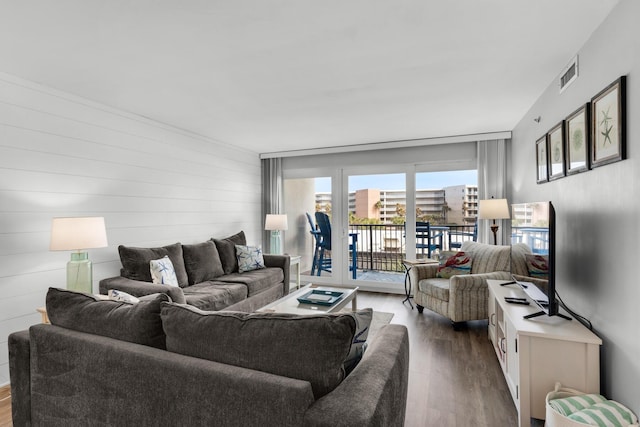 living room featuring hardwood / wood-style flooring