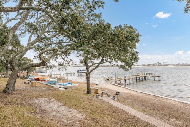 dock area featuring a water view