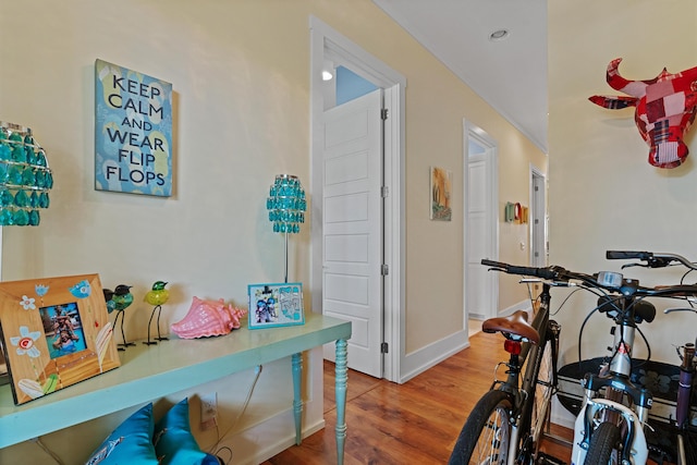 hallway featuring hardwood / wood-style flooring